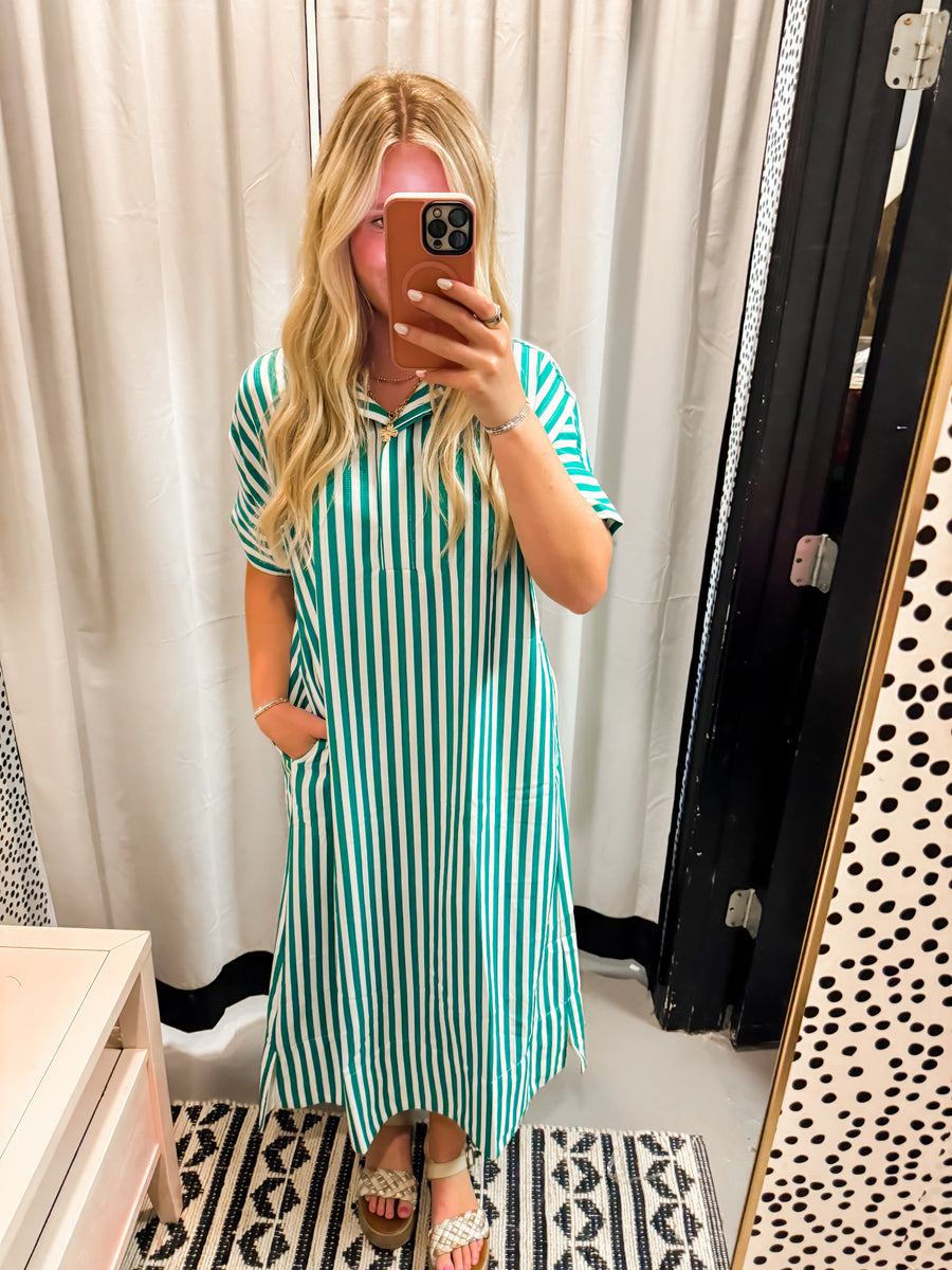 entro green stripe dress Striped – South Bound Boutique, KY BELT