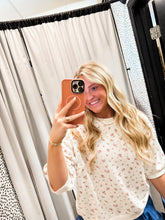 Load image into Gallery viewer, Floral Short Sleeve Crew Neck in Ivory Multi
