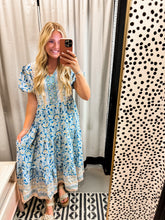Load image into Gallery viewer, V NECK BABYDOLL FLUTTER SHORT SLEEVE FLORAL PRINT DRESS
