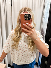 Load image into Gallery viewer, Floral Short Sleeve Crew Neck in Ivory Multi
