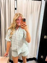 Load image into Gallery viewer, Let’s Go to a Picnic Sage Gingham Set
