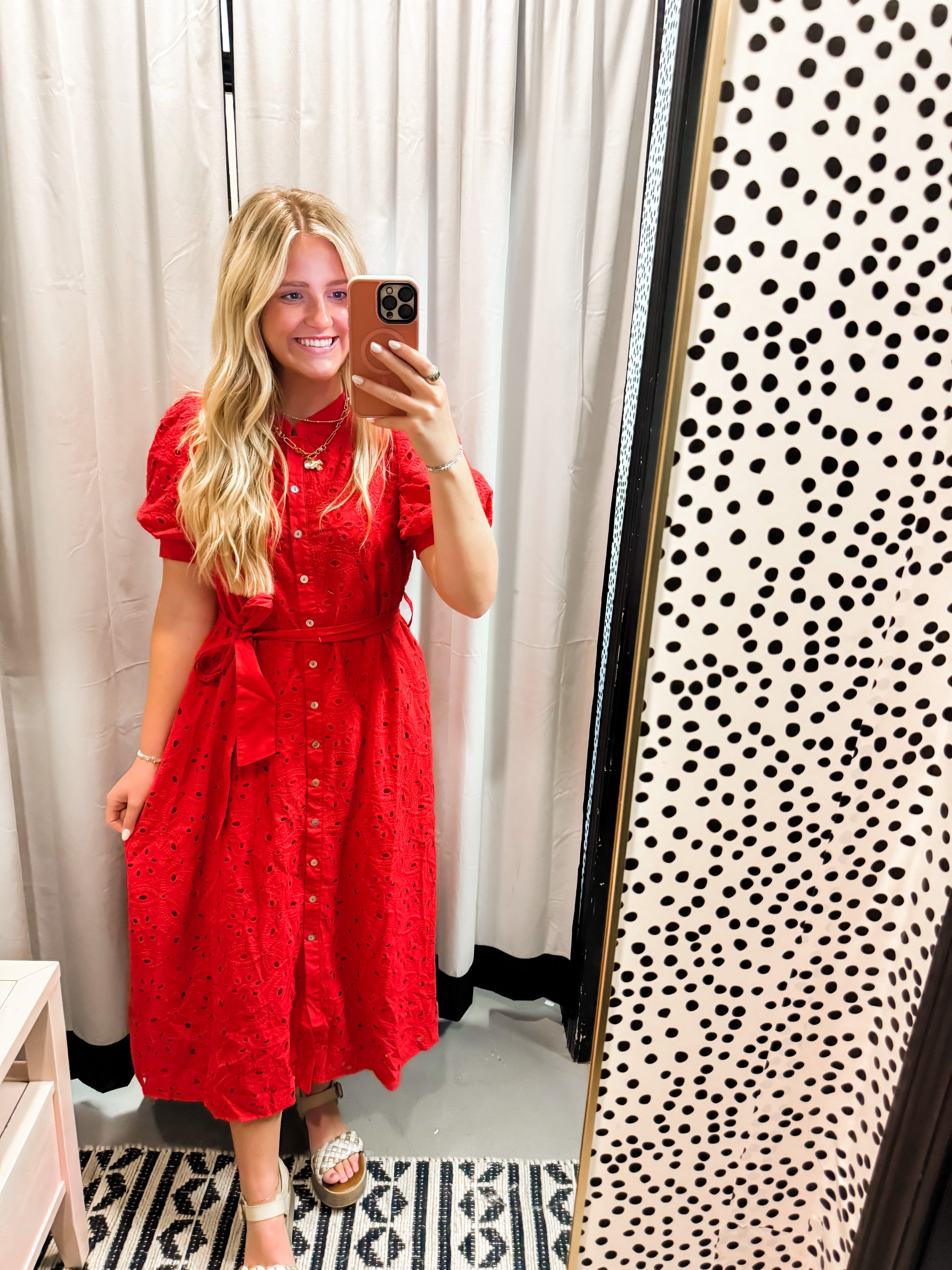 Red Eyelet Dress