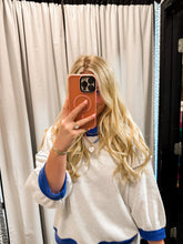 Load image into Gallery viewer, Contrast Rib-Band &amp; Stitch Raw Edge Oversized Top
