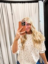Load image into Gallery viewer, Floral Short Sleeve Crew Neck in Ivory Multi

