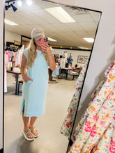 Load image into Gallery viewer, Mineral Wash Cap Sleeve Midi Dress: BLUE
