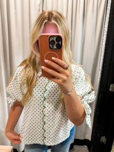 Load image into Gallery viewer, Green Polka Dot Entro Top
