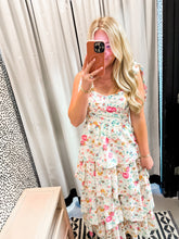 Load image into Gallery viewer, FLORAL PRINT TIERED MAXI DRESS: Peony Pink

