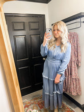 Load image into Gallery viewer, Daydreaming Blue Grey Midi Dress
