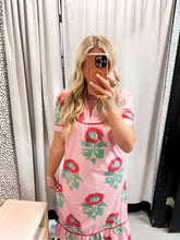 Load image into Gallery viewer, Floral Print Mandarin Collar Midi Dress
