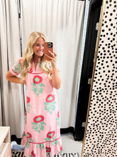 Load image into Gallery viewer, Floral Print Mandarin Collar Midi Dress
