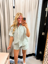 Load image into Gallery viewer, Let’s Go to a Picnic Sage Gingham Set
