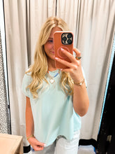 Load image into Gallery viewer, Capped Sleeve Mineral Wash T-Shirt: BLUE
