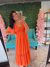 Load image into Gallery viewer, Modal Smocked Dress In Orange
