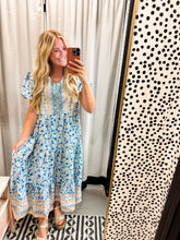 Load image into Gallery viewer, V NECK BABYDOLL FLUTTER SHORT SLEEVE FLORAL PRINT DRESS
