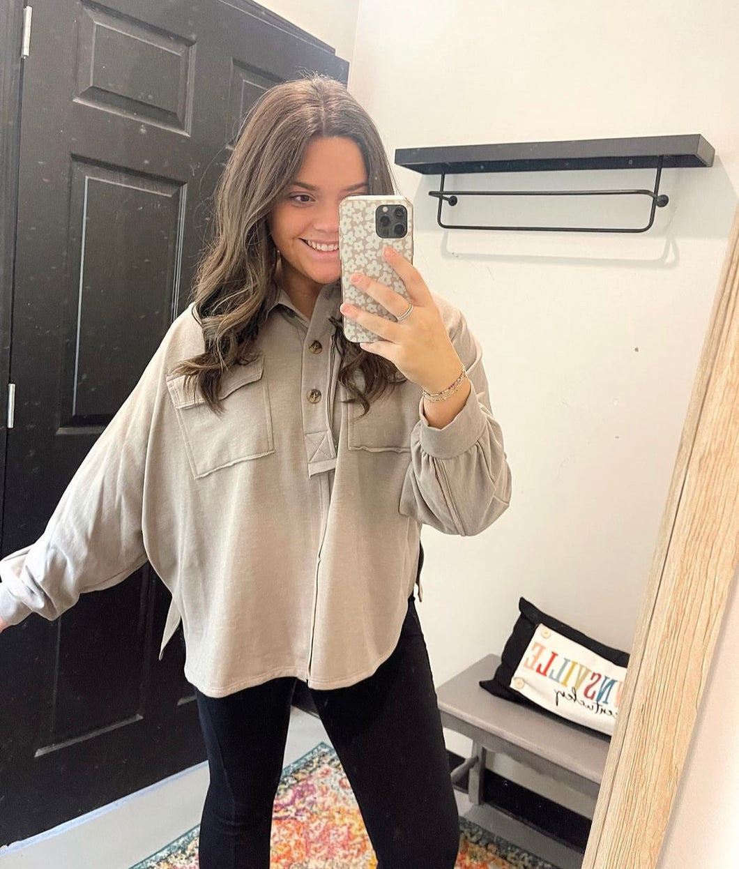 Today is the Day Taupe Henley Top