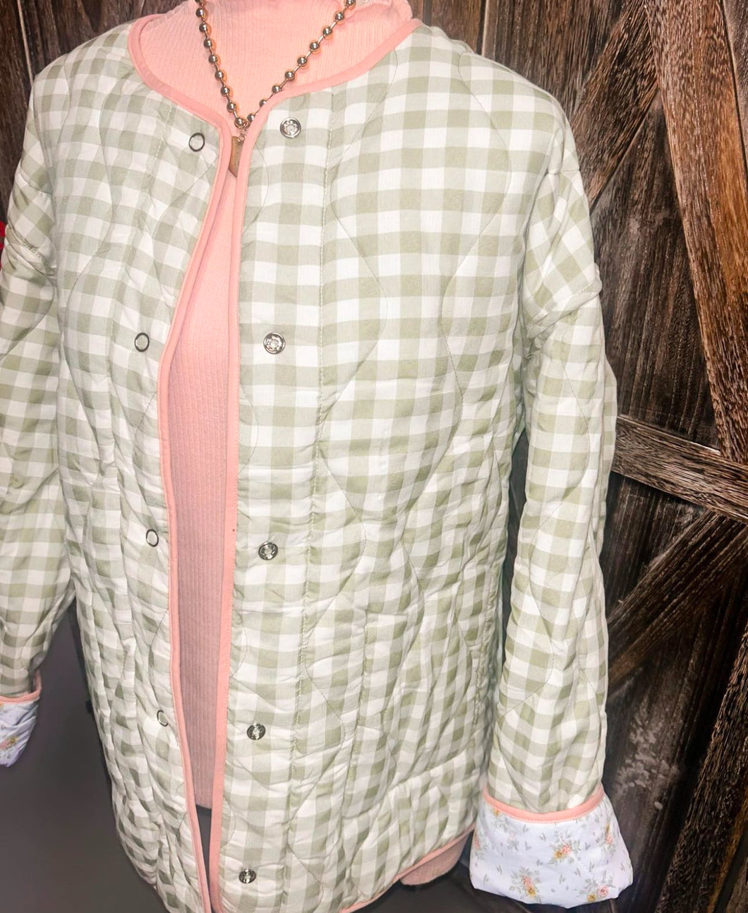 REVERSIBLE QUILTED FLORAL PUFFER: POWDER BLUE