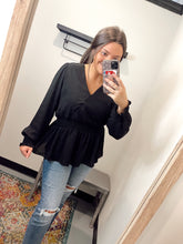 Load image into Gallery viewer, smocked waist long sleeve in black
