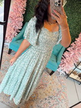 Load image into Gallery viewer, Smocked Floral Square Neck Maxi In Green
