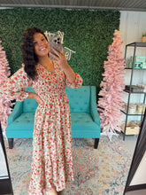Load image into Gallery viewer, Floral Print Smocked V-Neck Tiered Maxi Dress
