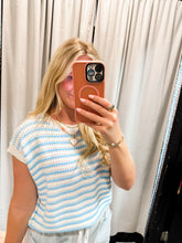 Load image into Gallery viewer, Striped Sleeveless Crew Neck Top: BLUE
