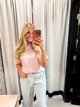 Load image into Gallery viewer, Crew Neck Short Sleeve Top: SOFT PINK

