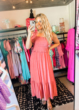 Load image into Gallery viewer, Smocked Ruffle Sleeve Midi in Pink

